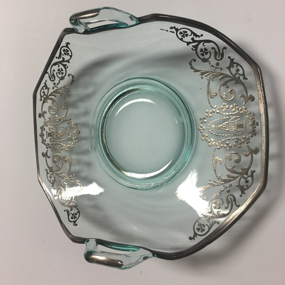 Vintage Handcrafted Teal Glass Bonbon Server - Picture 5 of 12